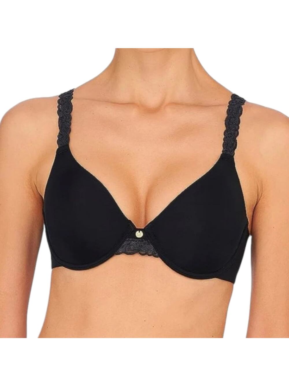 NEW Natori Pure Luxe Custom Coverage Contour Underwire Bra 32DD Black